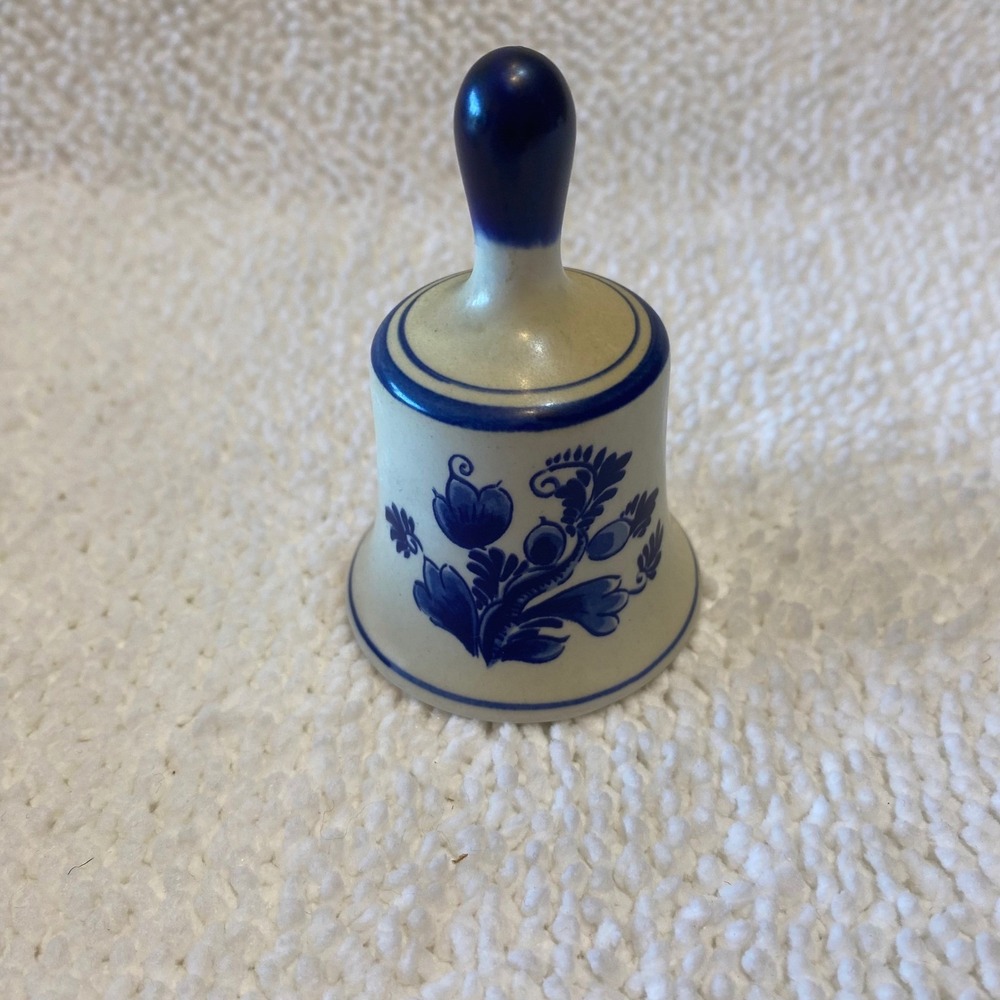 Delfts Blue Handpainted Ceramic‎ Bell Dutch Windmill Scene Decorative Accent